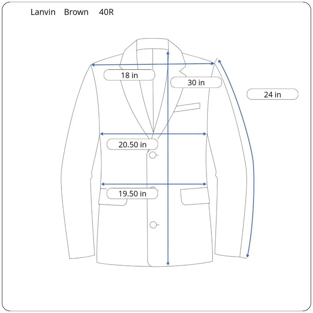 Lanvin Men's 40R Light Brown Woven Wool‎ Notch Lapel Two Metal Button Sport Coat